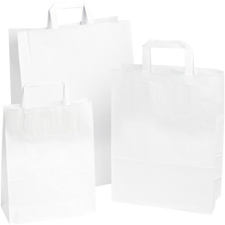 Paper carrying Bags White 180x80x220mm - Horecavoordeel.com