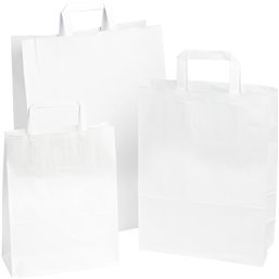 Paper carrying Bags White 220x100x280mm - Horecavoordeel.com