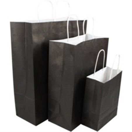 Paper carrying Bags Black 180x80x220mm - Horecavoordeel.com