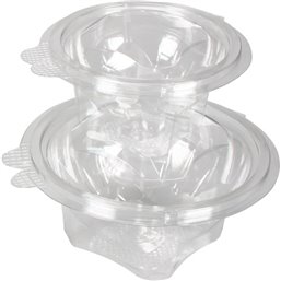 Saladbowl 150cc round with fixed Lids Leakprowith Transparent - Horecavoordeel.com