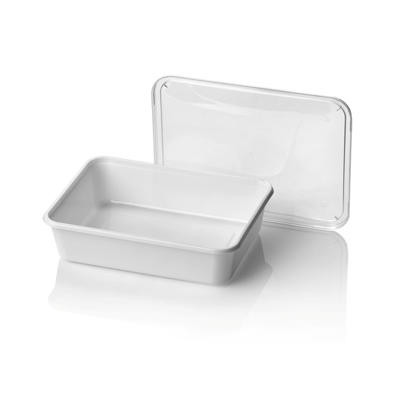 Microwave container - 1000cc 2 compartments - 182 series wide white