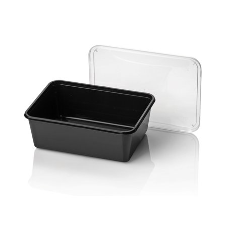 Microwave Meal containers - Bins 182 Series 1000cc Rectangle PP Black - Horecavoordeel.com