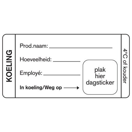 Dagstickers Koeling 35 x 75mm Wit Horecavoordeel.com