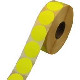 Labels Self adhesive Yellow Permanent Fluor round 35mm - Horecavoordeel.com