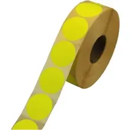 Labels Self adhesive Yellow Permanent Fluor round 35mm - Horecavoordeel.com