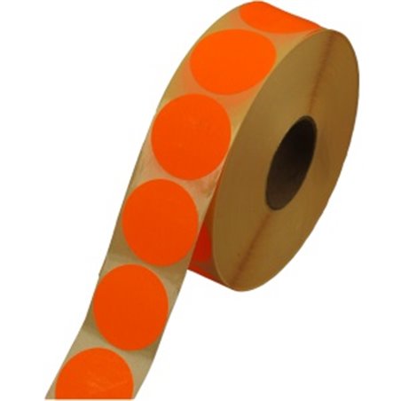 Labels Self adhesive Orange Permanent Fluor round 35mm - Horecavoordeel.com