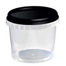 Ringlock Cups - containers With seal closure 520cc PP Clear + Lid PP Black - Horecavoordeel.com