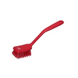 Dish brush With Short Helve Polyester Fiber, Switht, Cloven 270x70x85mm Red - Horecavoordeel.com