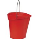 Emmer 12 Liter Van Polypropyleen En Roestvrij Staal 325x330x330mm Rood Horecavoordeel.com