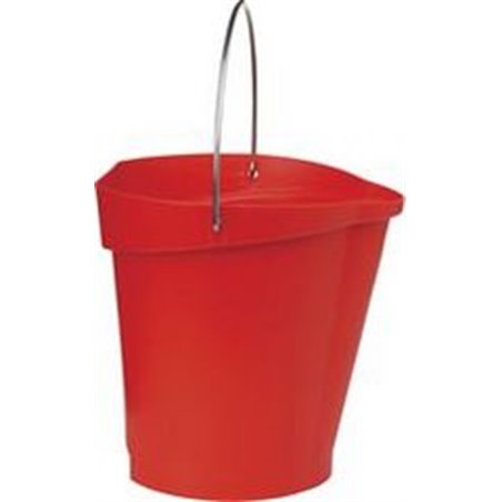 Emmer 12 Liter Van Polypropyleen En Roestvrij Staal 325x330x330mm Rood Horecavoordeel.com