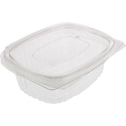 50 X Clear Food Salad Containers 375cc with Hinged Lids Food