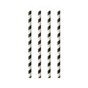 Drinking Straw Paper Straight 6mm x 20cm Stripe white - Black - Horecavoordeel.com