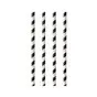 Drinking Straw Paper Straight 6mm x 20cm Stripe white - Black - Horecavoordeel.com