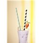 Drinking Straw Paper Straight 6mm x 20cm Stripe white - Black