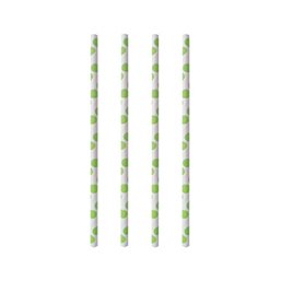 Drinking Straw Paper Straight 6mm x 20cm Stripe Dots green - Horecavoordeel.com