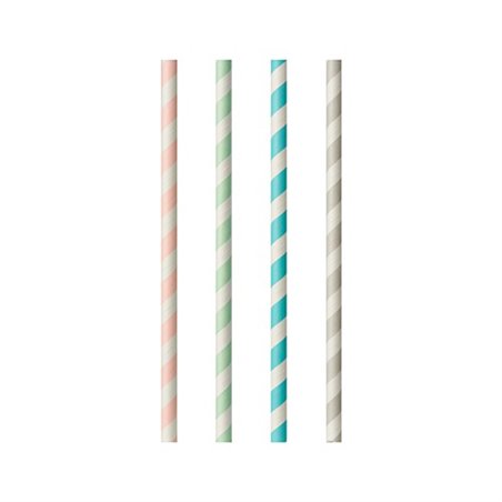 Drinking Straw Paper Straight 6mm x 20cm Stripe Dots Assortment - Horecavoordeel.com