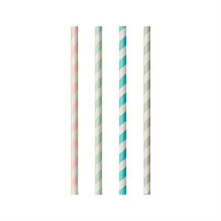 Drinkrietjes Karton Streep Stippen Assortiment Ø 6 x 200mm Horecavoordeel.com