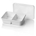 Microwave Meal containers - Bins 173 Series 650cc Rectangle PP White 2-compartments - Horecavoordeel.com