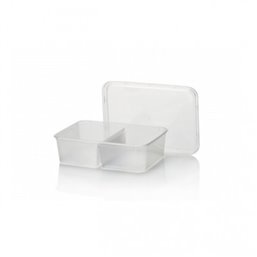 Microwave Meal containers - Bins 173 Series 650cc Rectangle PP Transparent 2-compartments - Horecavoordeel.com