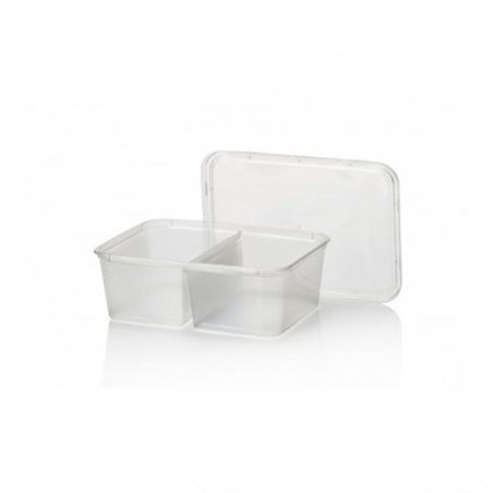 Microwave Meal containers - Bins 173 Series 750cc Rectangle PP Transparent 2-compartments - Horecavoordeel.com