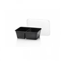 Microwave Meal containers - Bins 173 Series 750cc Rectangle PP Black 2-compartments - Horecavoordeel.com