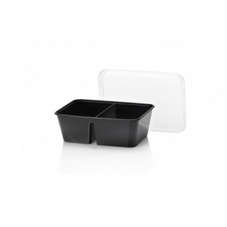 Microwave Meal containers - Bins 173 Series 750cc Rectangle PP Black 2-compartments - Horecavoordeel.com