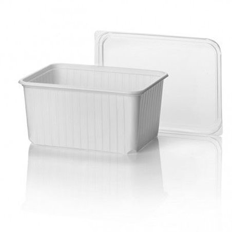 Microwave Meal containers - Bins 180 Series 1500cc Rectangle PP White - Horecavoordeel.com