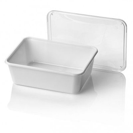 Microwave container - 1000cc 2 compartments - 182 series wide white