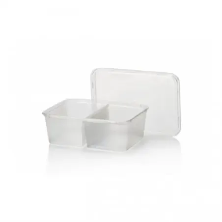 Microwave Meal containers - Bins 182 Series 2x300cc Rectangle PP Transparent 2-Vaks - Horecavoordeel.com