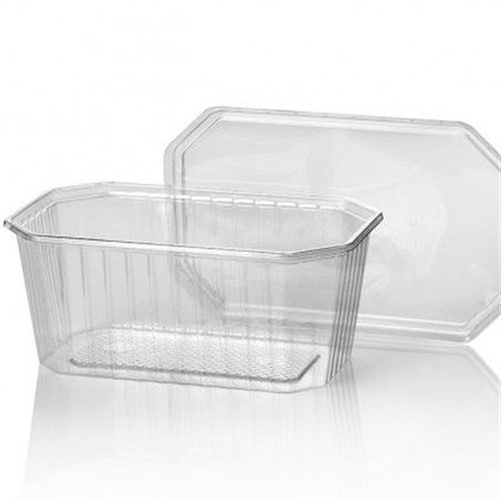 Bins - containers 1000cc Octagonal PVC Crystal clear - Horecavoordeel.com