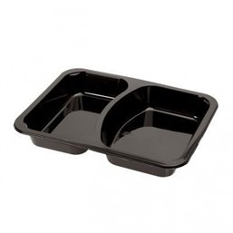 Menu tray PP Sealable 2-compartment Black M20/30 - Horecavoordeel.com