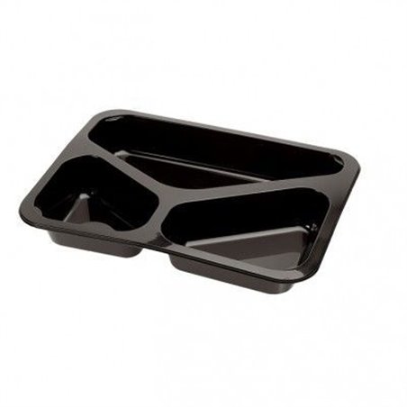 Menu tray PP Sealable 3-compartment Black M30/30 - Horecavoordeel.com