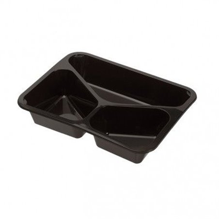 Menu tray PP Sealable 3-compartment Black M30/40 - Horecavoordeel.com