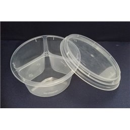 Salade- Sausbakjes Rond 3-Vaks PP Transparant Ø 122 x 45mm Horecavoordeel.com