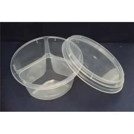 Salad container - sauce cup 3-compartments PP Transparent - Horecavoordeel.com
