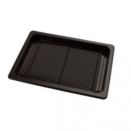 Sushi Schaaltjes PET Zwart + Deksels Pet Transparant 255 x 185mm Horecavoordeel.com