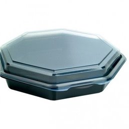 Octaview Box PS Black with fixed Lids Transparent 230x50 - Horecavoordeel.com