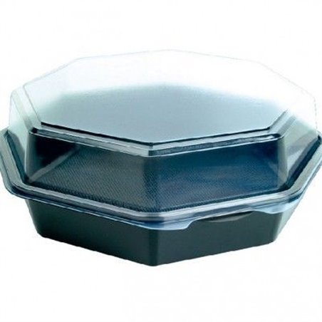 Octaview Box PS Black with fixed Lids Transparent 230x80 - Horecavoordeel.com