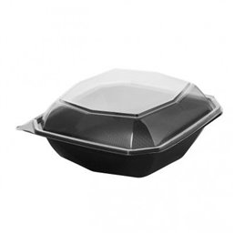 Octaview Box VK PET Black with fixed Lids Transparent 225x80 - Horecavoordeel.com