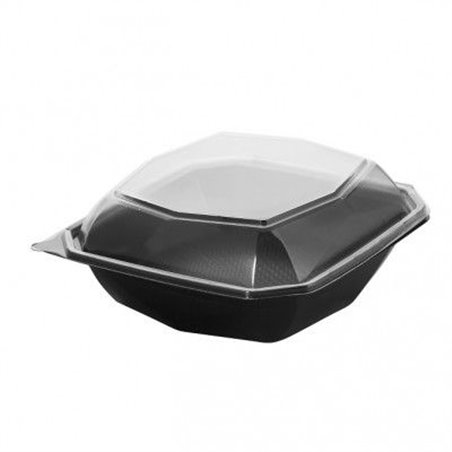 Octaview Box VK PET Black with fixed Lids Transparent 225x80 - Horecavoordeel.com