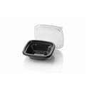 Saladbowl Dome Pack 250cc square PET Black + Lids Transparent - Horecavoordeel.com