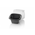 Saladbowl Dome Pack 500cc square PET Black + Lids Transparent - Horecavoordeel.com