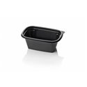 Saladbowl Dome Pack 750cc rectangular PET Black + Lids Transparent - Horecavoordeel.com