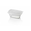 Saladbowl Dome Pack 750cc rectangular PET Crystal clear + Lids Transparent - Horecavoordeel.com