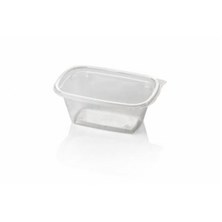 Saladbowl Dome Pack 750cc rectangular PET Crystal clear + Lids Transparent - Horecavoordeel.com