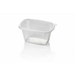 Saladbowl Dome Pack 1000cc rectangular PET Crystal clear + Lids Transparent - Horecavoordeel.com