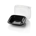 Saladbowl Dome Pack 500cc rectangular PET Black + Lids Transparent - Horecavoordeel.com