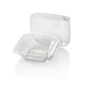 Saladbowl Dome Pack 800cc rectangular PET Crystal clear + Lids Transparent - Horecavoordeel.com