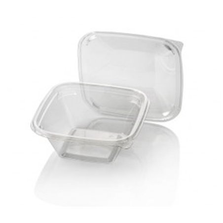 Saladbowl Dome Pack 1000cc rectangular PET Crystal clear + Lids Transparent - Horecavoordeel.com