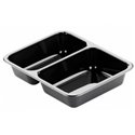 CPET Trays 226x176x43mm 655cc / 455cc 2-compartments Black - Horecavoordeel.com